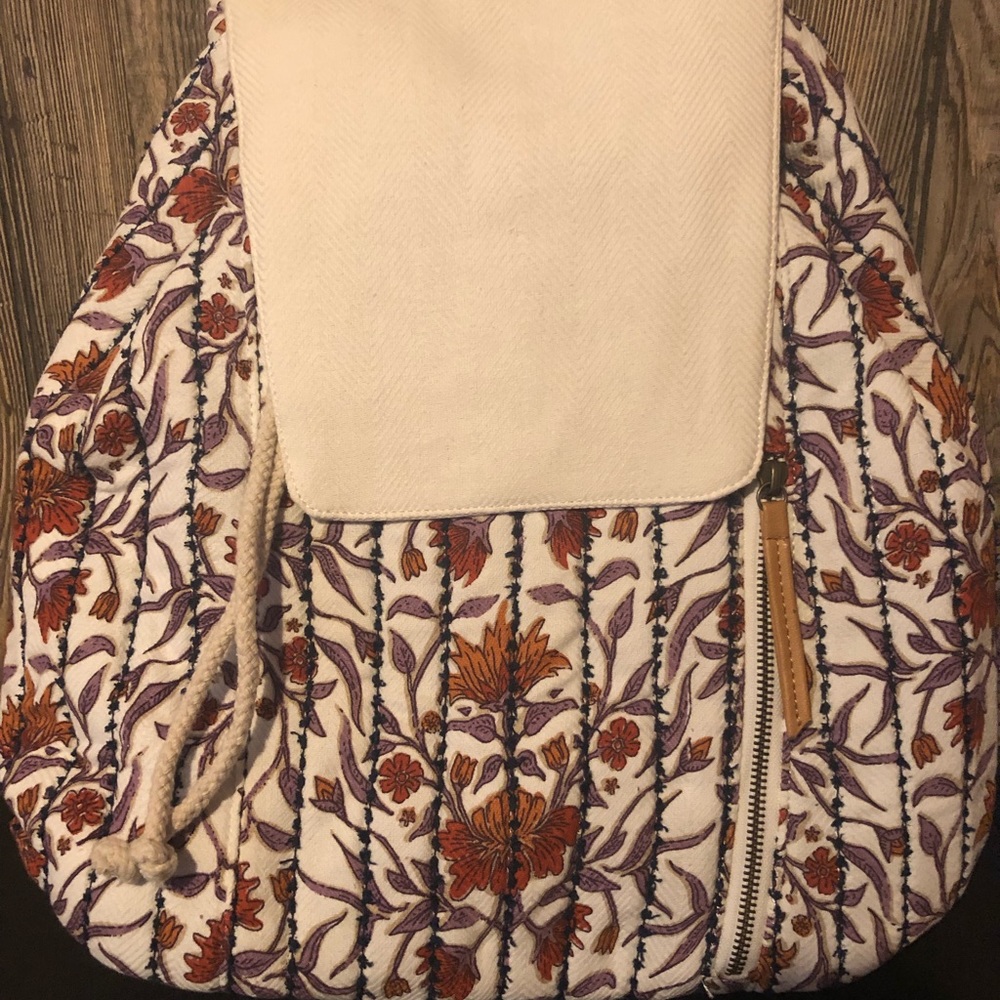 Floral Print Magnetic Closure Soft Flap Backpack